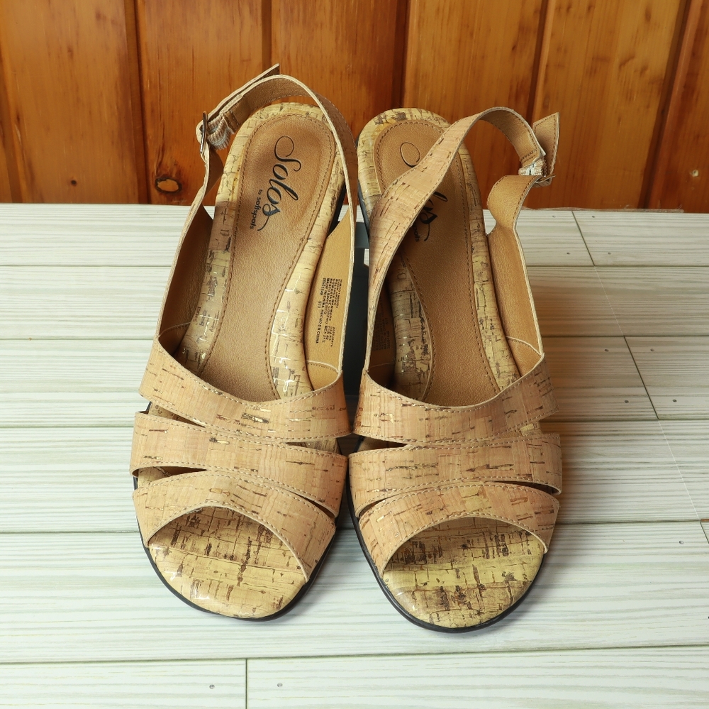 Solas by Softspot Tan Heeled Sandals Women's Sized 8.5